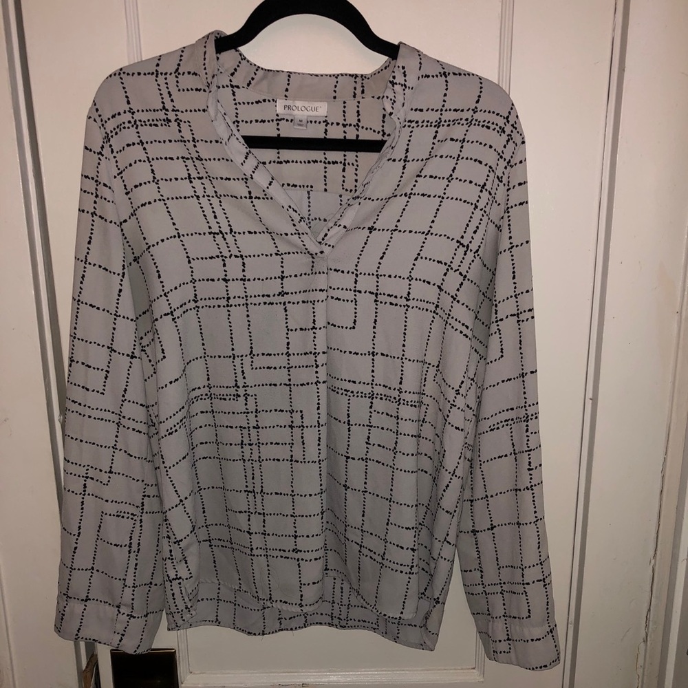 Prologue cream and black blouse